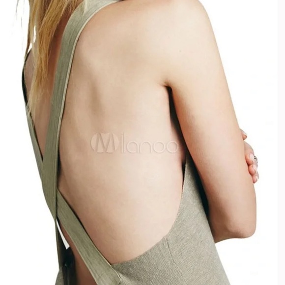 Free People Knit Apron Top With Criss Cross Open Back And Exaggerated Length - Picture 2 of 14